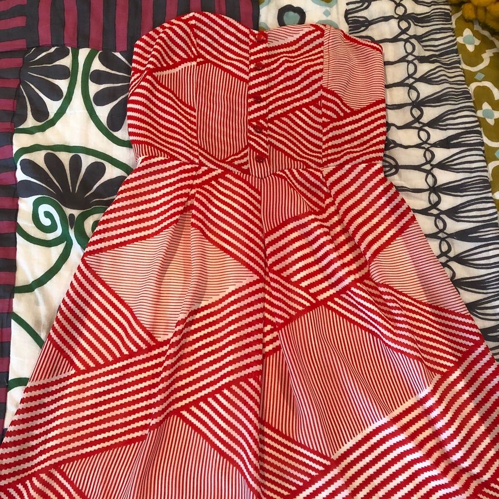 Alya Red and White Patterned Dress
